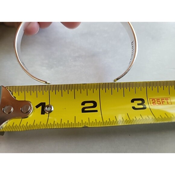 Thailand 925 Sterling Silver Believe Cuff Bracelet Vintage - Picture 8 of 10